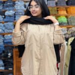 شومیز لینن راه راه پایین هلال