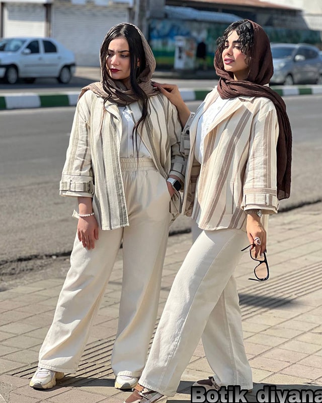 شومیز مانتو یی راه راه مدل الیوان