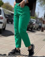 شلوار مام کتان رنگی