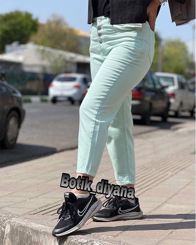 شلوار مام کتان رنگی