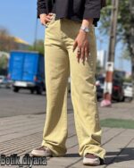شلوار نیم بگ کتان رنگی