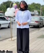شومیز راه راه مدل بیسان
