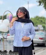 شومیز راه راه مدل بیسان