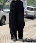 شلوار بگ کرپ میله ایی