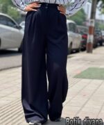 شلوار بگ کرپ میله ایی