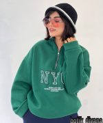 هودی نیم زیپ مدل برندا