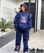 ست هودی شلوار مدل پلنگ صورتی