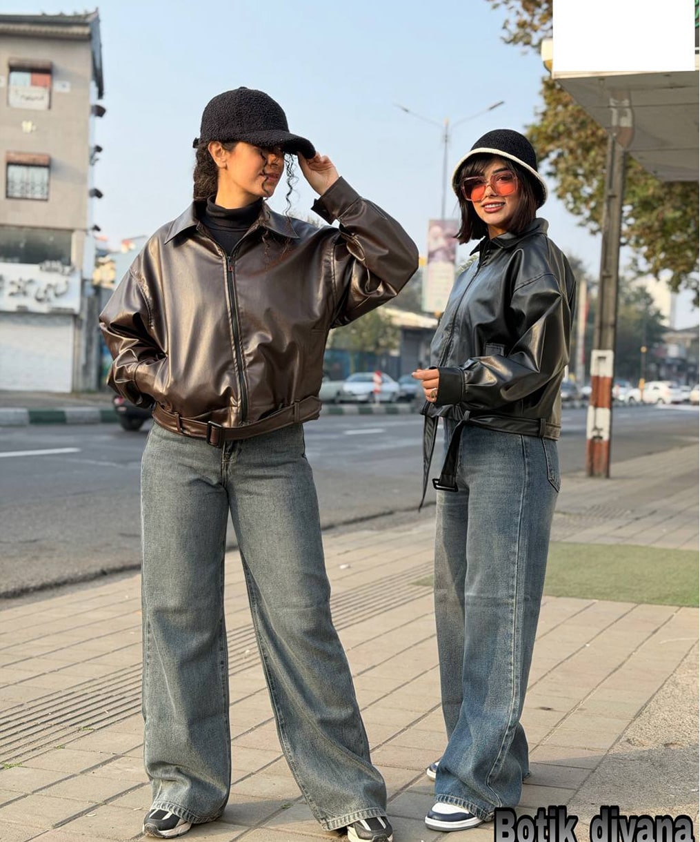 کراپ کاپشن چرم مدل سانسا