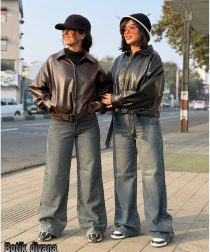 کراپ کاپشن چرم مدل سانسا