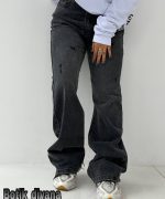 شلوار نیم بگ ذغالی