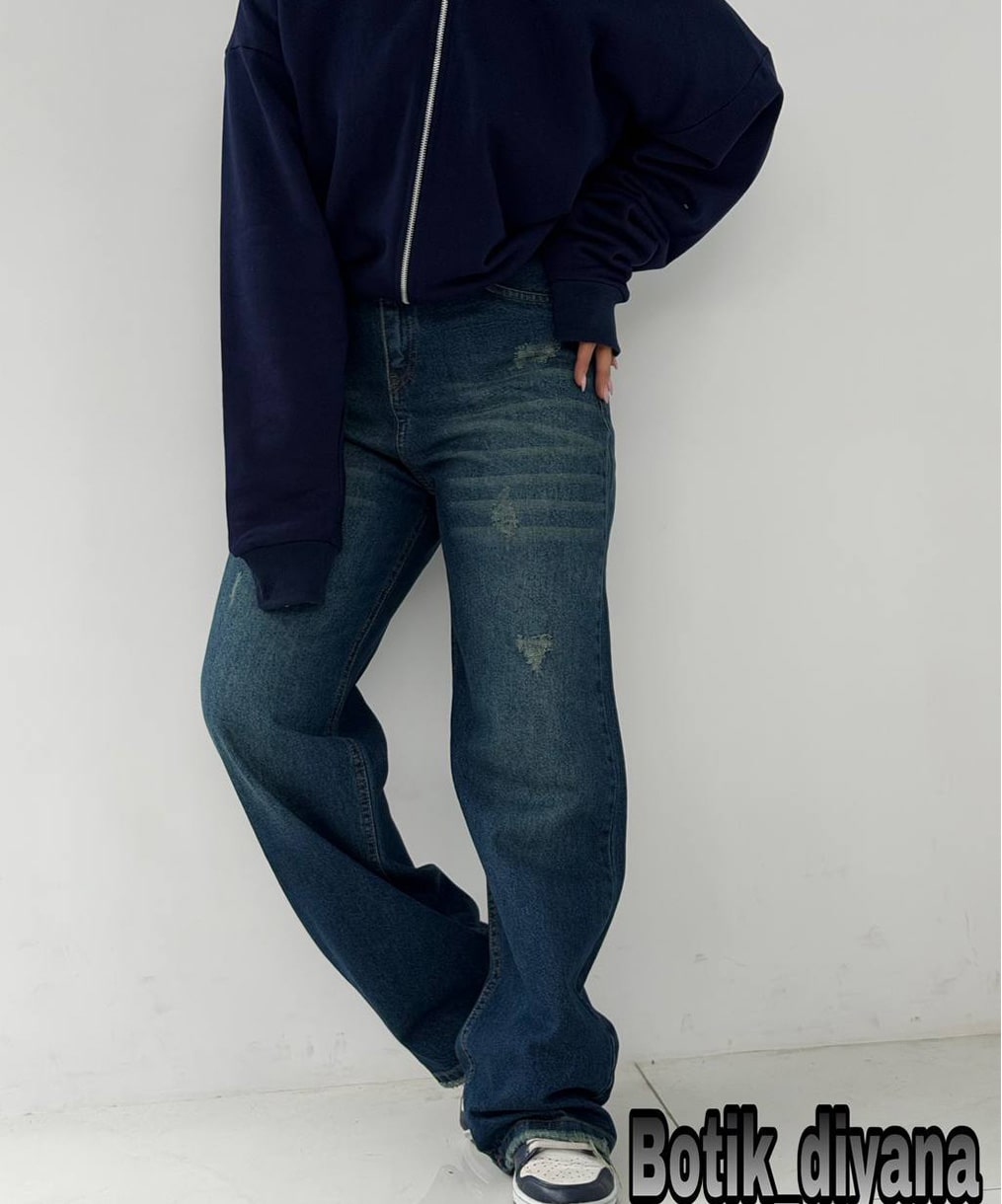 شلوار جین نیم بگ مدل ماهیدا