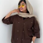 شومیز لینن گلدوزی مدل قلبی