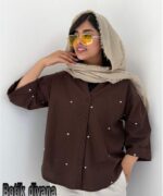 شومیز لینن گلدوزی مدل قلبی