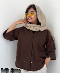 شومیز لینن گلدوزی مدل قلبی