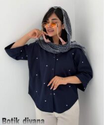 شومیز لینن گلدوزی مدل قلبی