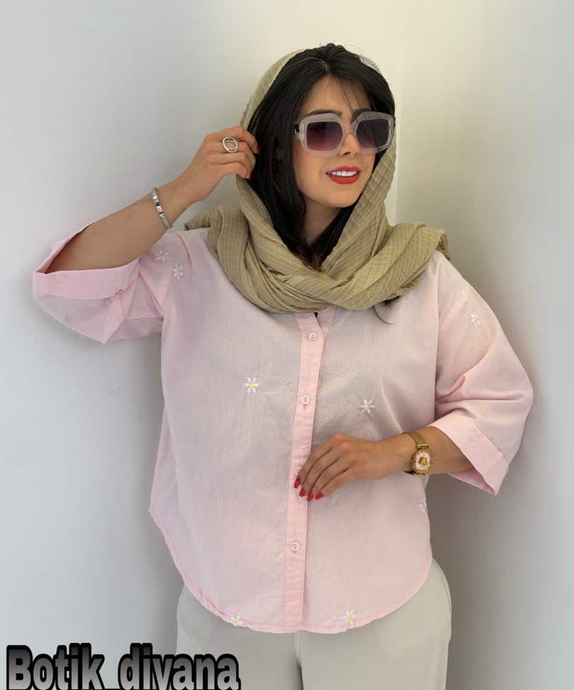 شومیز لینن گلدوزی مدل بابونه