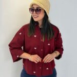شومیز لینن گلدوزی مدل کرشمه